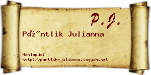 Pántlik Julianna névjegykártya